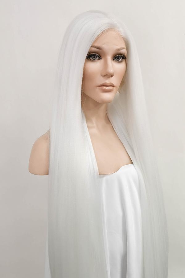 42" White Yaki Lace Front Synthetic Wig 10054