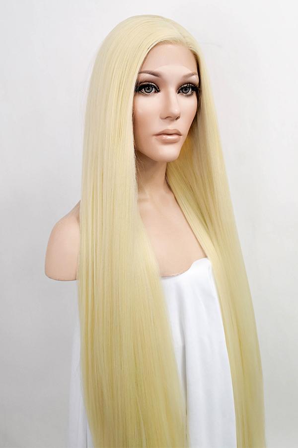 42" Light Blonde Yaki Lace Front Synthetic Wig 10056