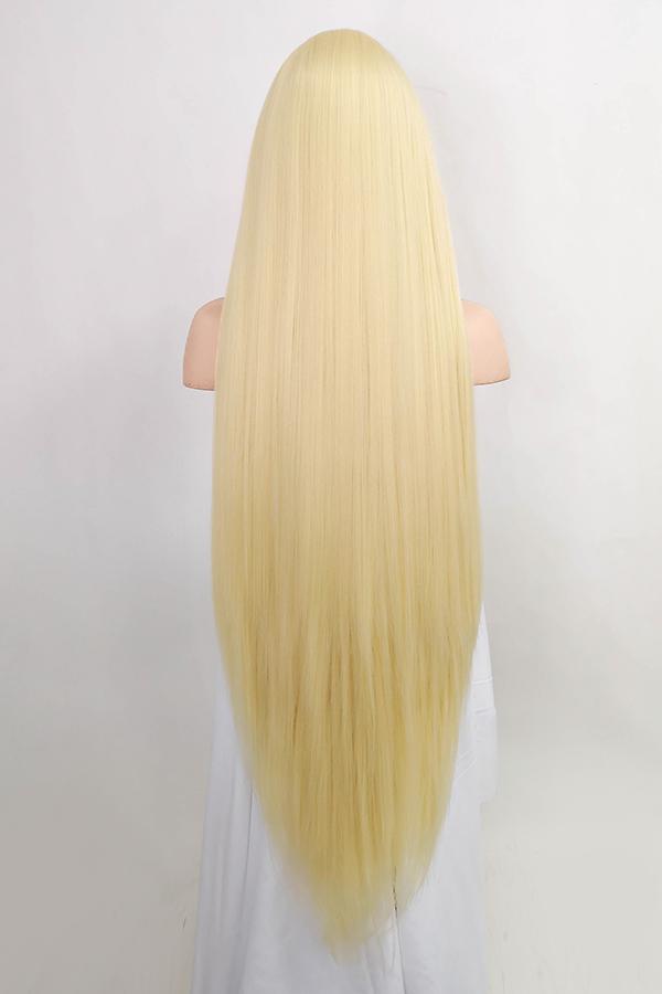 42" Light Blonde Yaki Lace Front Synthetic Wig 10056
