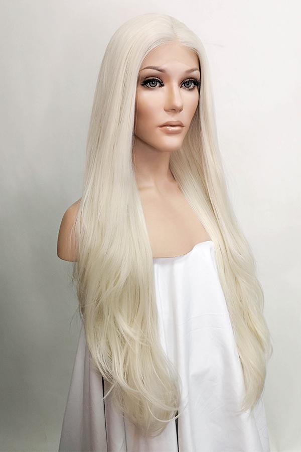 30" Platinum Blonde Lace Front Synthetic Wig 10006
