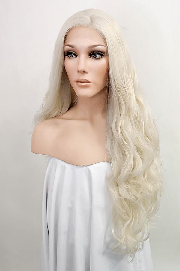 26" Platinum Blonde Lace Front Synthetic Wig 10032